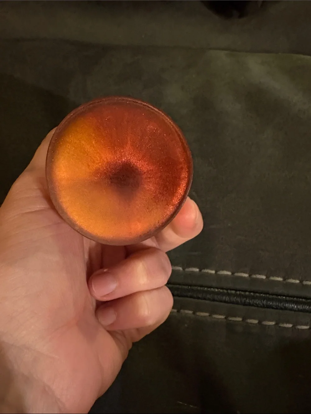 Handmade Red-Orange Resin Tea Light Candle Holder